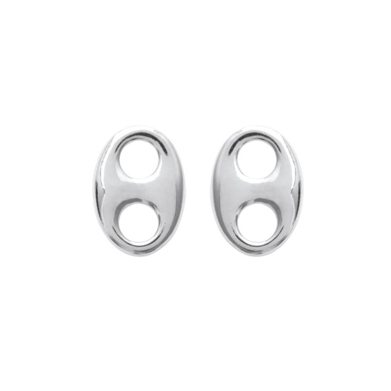 Boucles D'oreilles Grain De Café Argent Massif 925/000 Rhodié Bijoux Femme