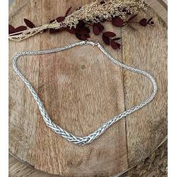 Collier maille palmier en chute, maille légère / creuse en argent 925/000