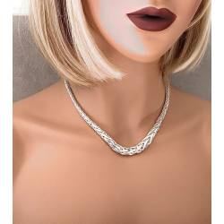 Collier maille palmier en chute, maille légère / creuse en argent 925/000