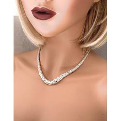 Collier maille palmier en chute, maille légère / creuse en argent 925/000