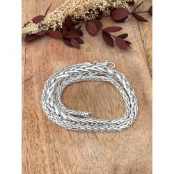 Collier maille palmier en chute, maille légère / creuse en argent 925/000