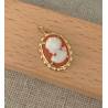 Pendentif Camée Rouge En Plaqué Or 18 Carats 750/1000