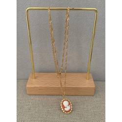 Pendentif Camée Rouge En Plaqué Or 18 Carats 750/1000