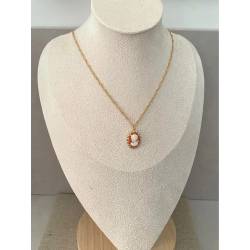 Pendentif Camée Rouge En Plaqué Or 18 Carats 750/1000