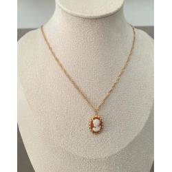 Pendentif Camée Rouge En Plaqué Or 18 Carats 750/1000