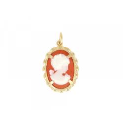 Pendentif Camée Rouge En Plaqué Or 18 Carats 750/1000