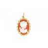 Pendentif Camée Rouge En Plaqué Or 18 Carats 750/1000