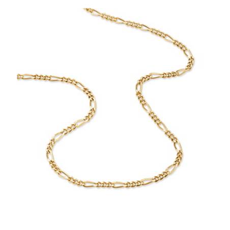 Chaîne Fine 55 cm x 2,20mm Maille Figaro Plaqué or 18 Carats 750/1000 Bijoux