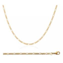Chaîne Fine 60 cm x 2,20mm Maille Figaro Plaqué or 18 Carats 750/1000 Bijoux