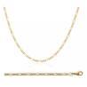 Chaîne Fine 60 cm x 2,20mm Maille Figaro Plaqué or 18 Carats 750/1000 Bijoux