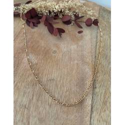 Chaîne Fine 60 cm x 2,20mm Maille Figaro Plaqué or 18 Carats 750/1000 Bijoux