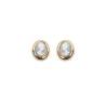 Boucles D'oreilles Puces Symbole Camée Bleu Plaqué or 18 Carats 750/1000