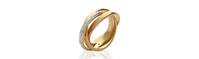 Bague 3 anneaux ZIRCONIUM Plaqué or 18 Carats Bijoux CHOIX