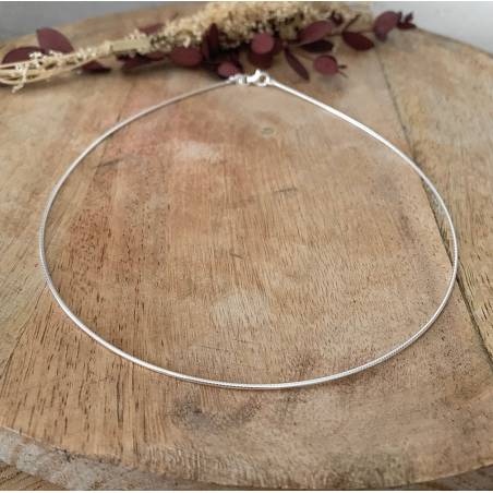 Collier 42cm Maille Oméga ronde Argent Massif 925/000 Bijoux Femme