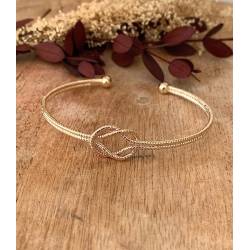 Bracelet jonc ouvert nœud en plaqué or 18 carats 750/000