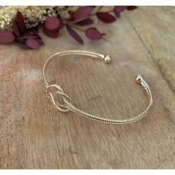 Bracelet jonc ouvert nœud en plaqué or 18 carats 750/000