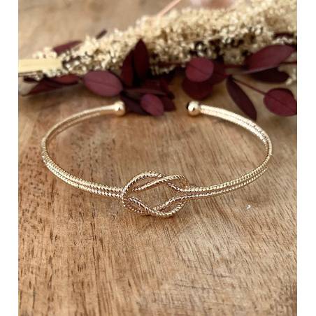 Bracelet jonc ouvert nœud en plaqué or 18 carats 750/000