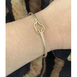 Bracelet jonc ouvert nœud en plaqué or 18 carats 750/000
