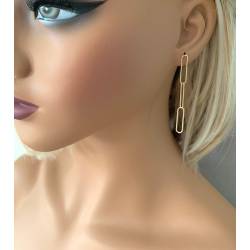 Boucles D'oreilles Pendantes Motif Chaîne En Plaqué Or 18 Carats 750/1000