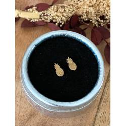 Boucles D'oreilles Puces Ananas En Plaqué or 18 CARATS 750/000