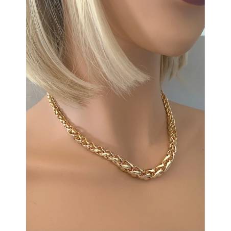 Collier maille palmier en chute 45cm en plaqué or 18 Carats 750/000