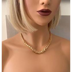 Collier maille palmier en chute 45cm en plaqué or 18 Carats 750/000