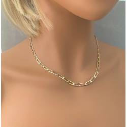 Chaîne Maille Cheval Alternée 60CM En Plaqué or 750/1000 Bijoux Homme