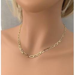 Chaîne Maille Cheval Alternée 60CM En Plaqué or 750/1000 Bijoux Homme