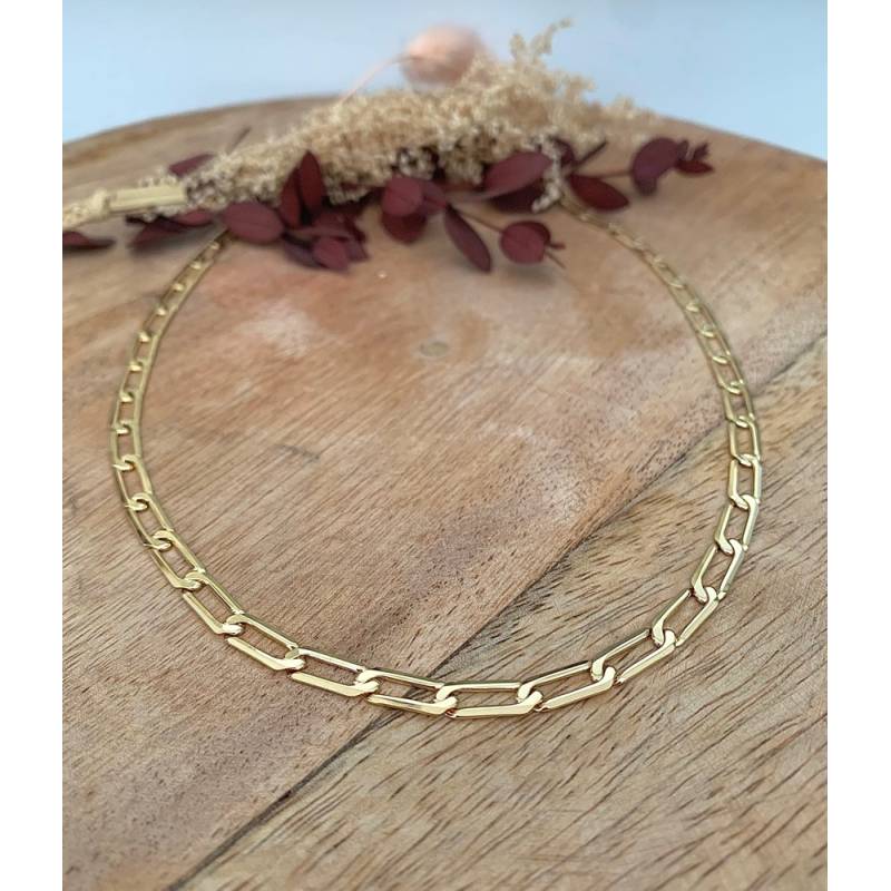 Chaîne Maille Cheval Alternée 60CM En Plaqué or 750/1000 Bijoux Homme