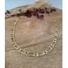 Chaîne 7MM x 50CM Maille Figaro Diamantée 1-1 Plaqué Or 18 carats Bijoux Homme