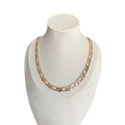 Chaîne 7MM x 50CM Maille Figaro Diamantée 1-1 Plaqué Or 18 carats Bijoux Homme