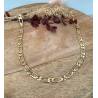 Chaîne 7MM x 60CM Maille Figaro Diamantée 1-1 Plaqué Or 18 carats Bijoux Homme