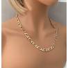 Chaîne 7MM x 60CM Maille Figaro Diamantée 1-1 Plaqué Or 18 carats Bijoux Homme