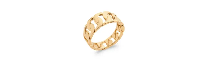 Bague Motif Chaîne Gourmette En Plaqué Or 18 Carats T50 à 60