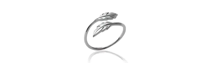 Bague Plume Argent Massif 925 Millièmes Cristaux Zirconium