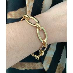 Bracelet Gros Maillons Large 21CM Plaqué Or 18 carats Poinçonné