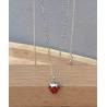 Collier Chaîne + Pendentif Fraise Émail En Argent Massif 925/000 Bijoux Enfant