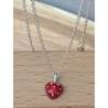 Collier Chaîne + Pendentif Fraise Émail En Argent Massif 925/000 Bijoux Enfant