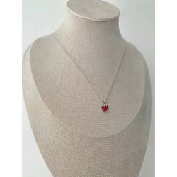Collier Chaîne + Pendentif Fraise Émail En Argent Massif 925/000 Bijoux Enfant