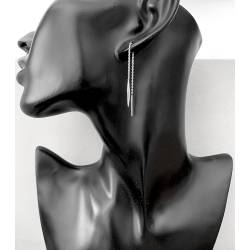 Boucles D'oreilles Chaîne Traversante En Argent Massif 925/000