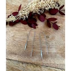 Boucles D'oreilles Chaîne Traversante En Argent Massif 925/000
