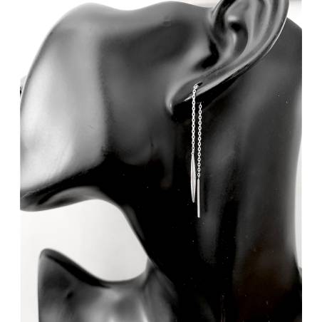 Boucles D'oreilles Chaîne Traversante En Argent Massif 925/000