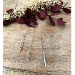 Boucles D'oreilles Chaîne Traversante En Argent Massif 925/000