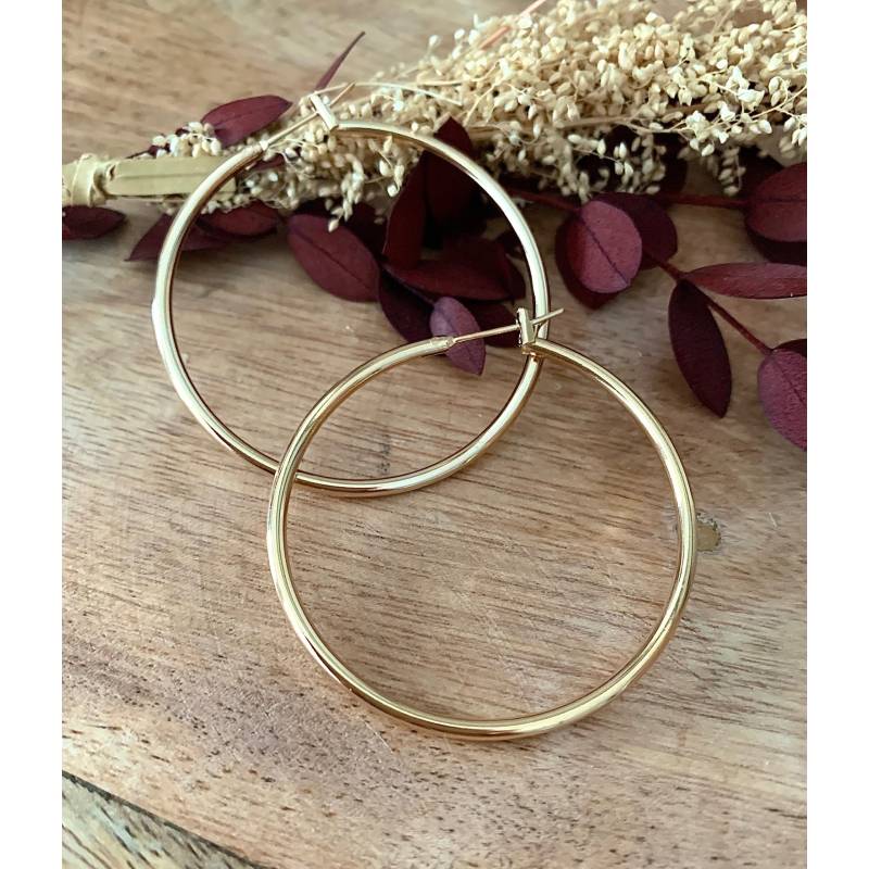 Créoles Diamètre 4cm En Plaqué Or 18 CARATS 750/1000