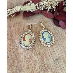 Pendentif Camée Rouge En Plaqué Or 18 Carats 750/000