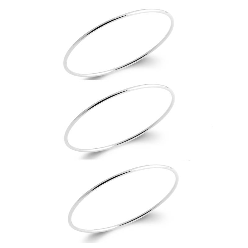 Bracelets Diamètre 6,2cm Triple Joncs En Argent Massif 925/1000