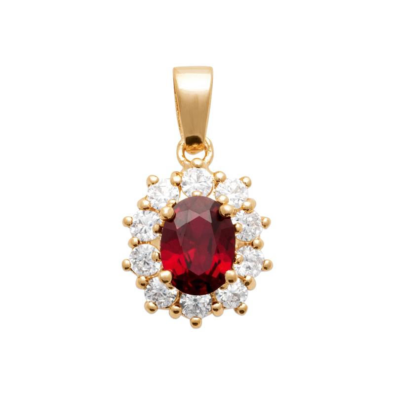 Pendentif Princesse Rubis Zirconium Plaqué Or 18 CARATS Bijoux