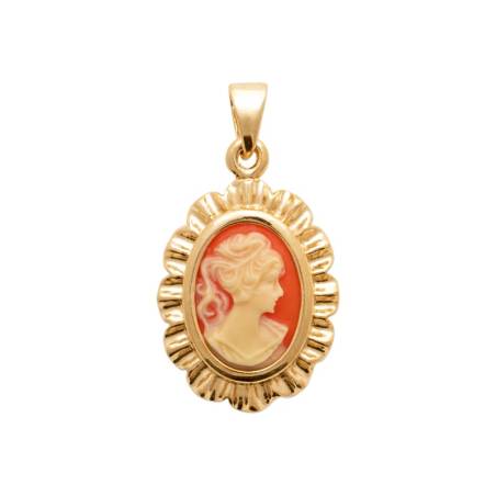 Pendentif Camée Rouge En Plaqué Or 18 Carats 750/000