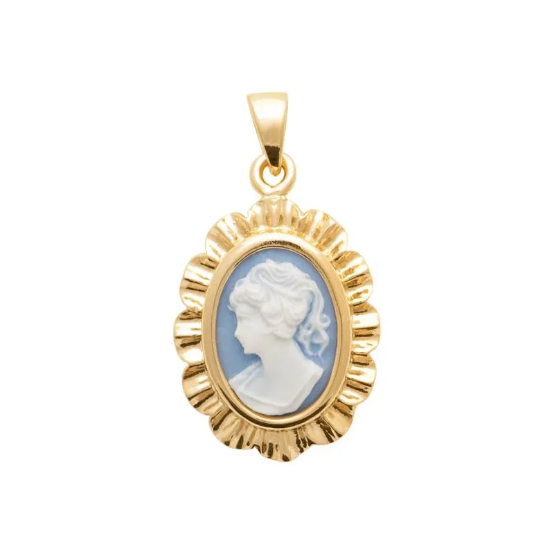 Pendentif Camée Bleu En Or 18k - 0,65 Grammes, Occasion Remis à Neuf