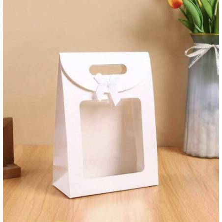 Emballage Cadeau - Blanc / Transparent - Ruban Nœud - Pour Offrir